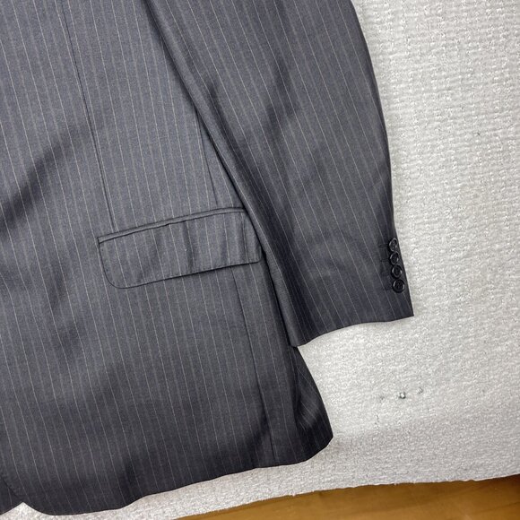 Men's Coppley x Harry Rosen 47W Brown / Grey Pinstripe Scabal Wool Sport Coat - Picture 5 of 16